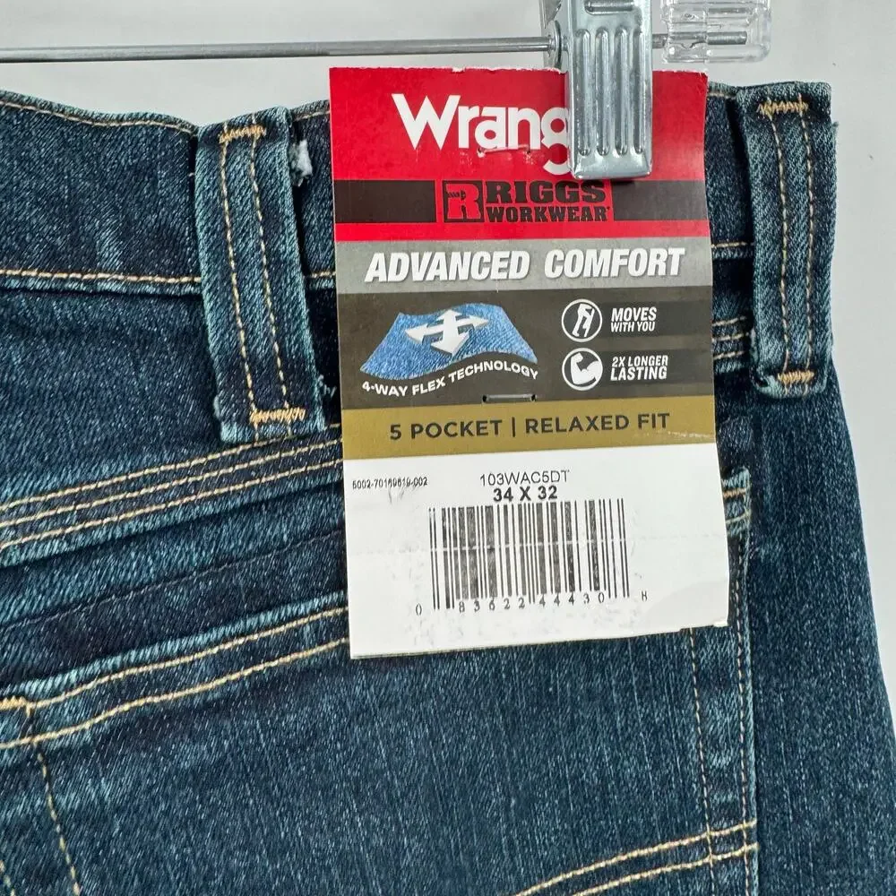 NWT WRANGLER RIGGS WORKWEAR ADVANCED COMFORT FIVE POCKET JEAN